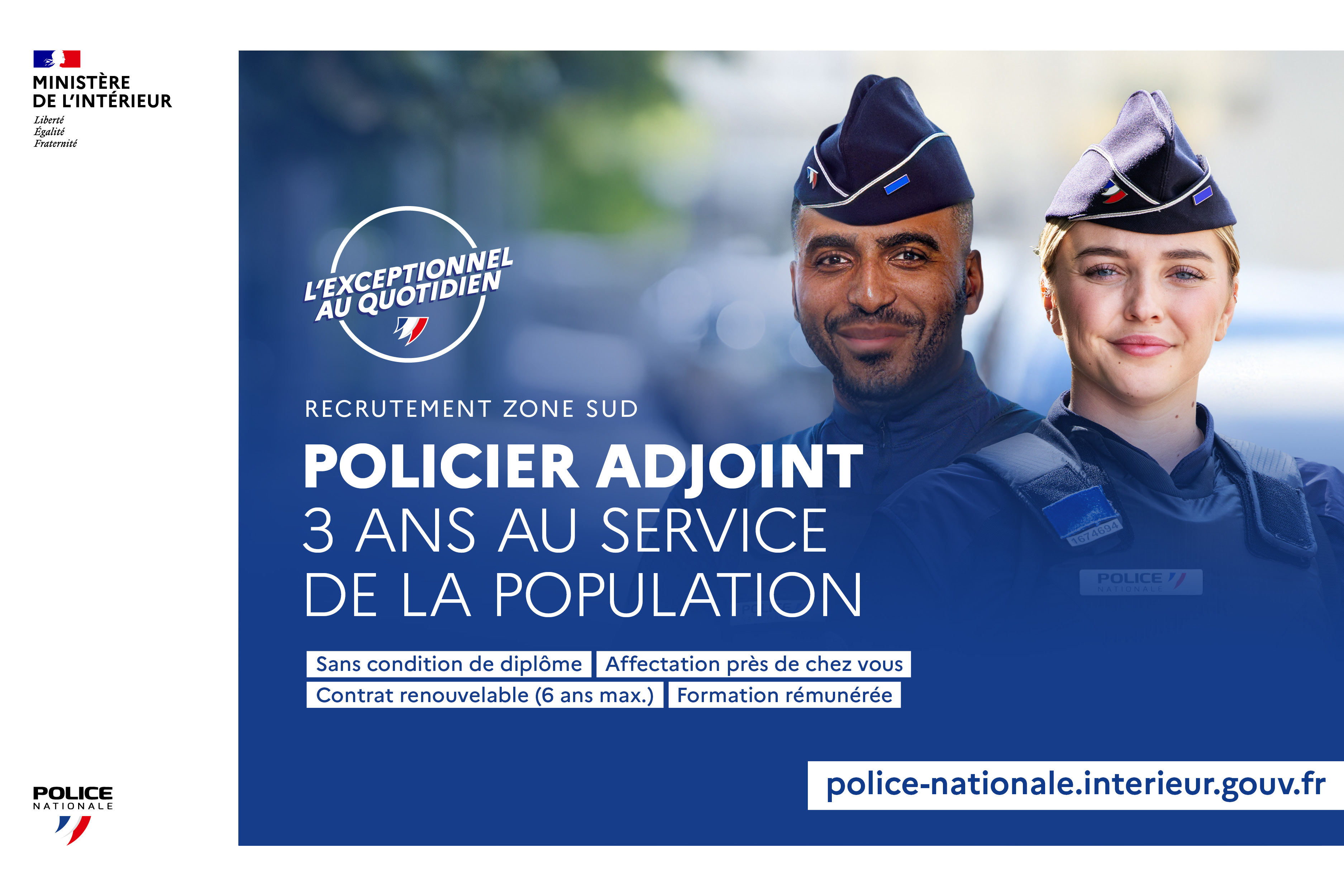 CAMPAGNE RECRUTEMENT POLICIER ADJOINT ZONE SUD