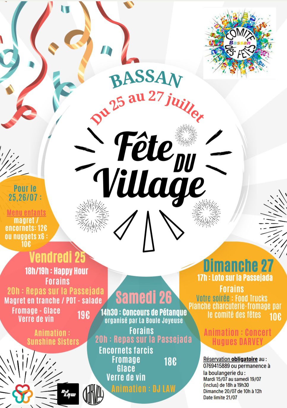 FÊTE LOCALE 25, 26 et 27 juillet - programme des festivités